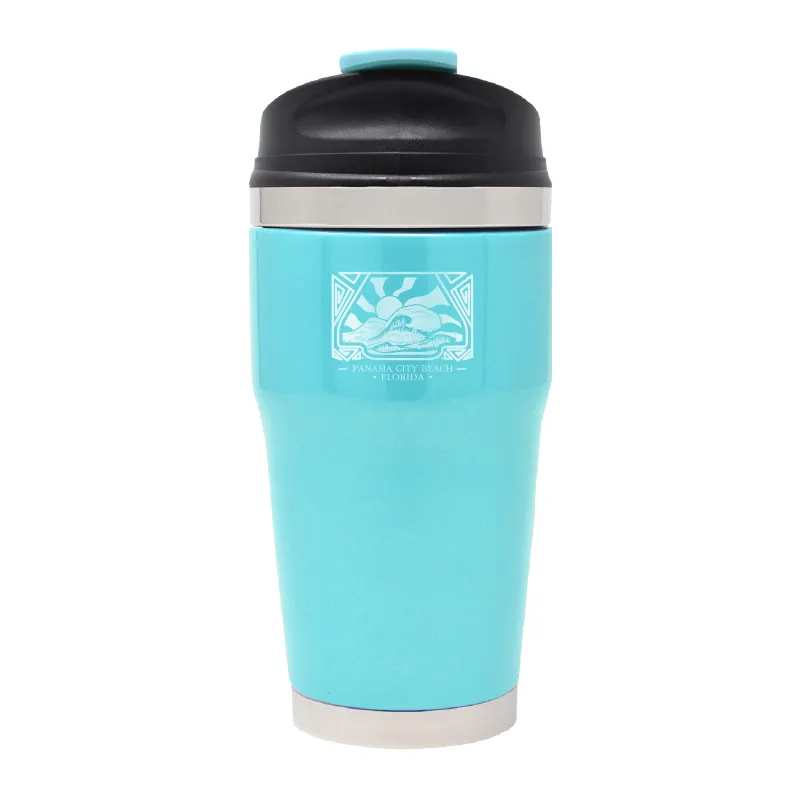 12 OZ  TURQUOISE MYBEVI RETRO WAVE TUMBLER